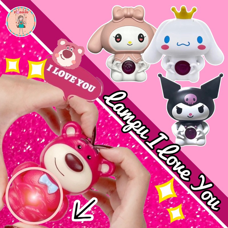 Lampu Karakter Kartun I Love You Lotso Sanrio Lampu Malam Kawaii 3D LED Cinnamoroll Lampu Tidur Hadi