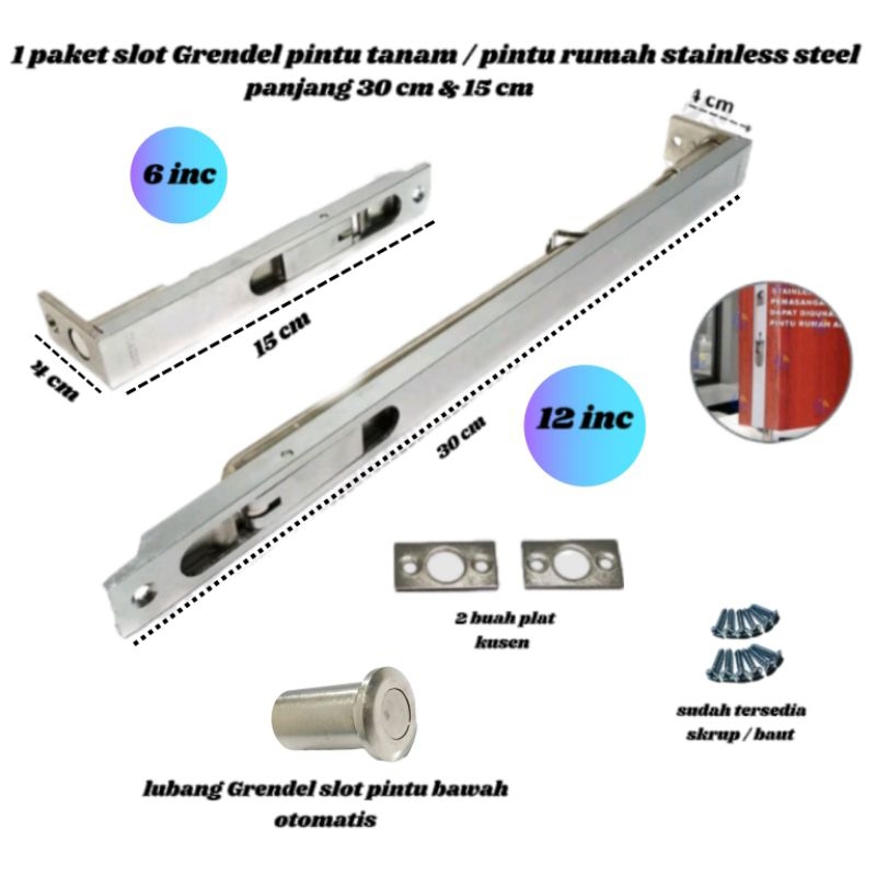 Grendel tanam pintu rumah / slot pintu rumah 1 paket
