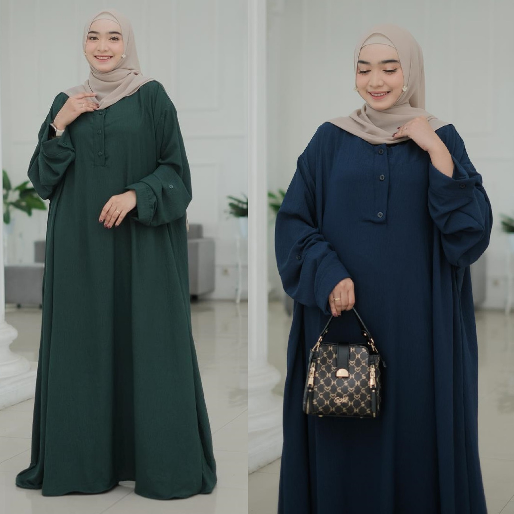 Gamis Syari LD 130 140 150 160 Ukuran Jumbo Komplit Crinkle Adem Kualias Premium Mewah Muslim Wanita