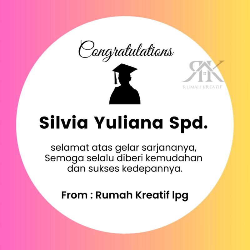 

CUTTING STIKER CUSTOM PAPAN UCAPAN BUNGA bulat diameter 60 AKRILIK WISUDA CONGRATULATION GRADUATION