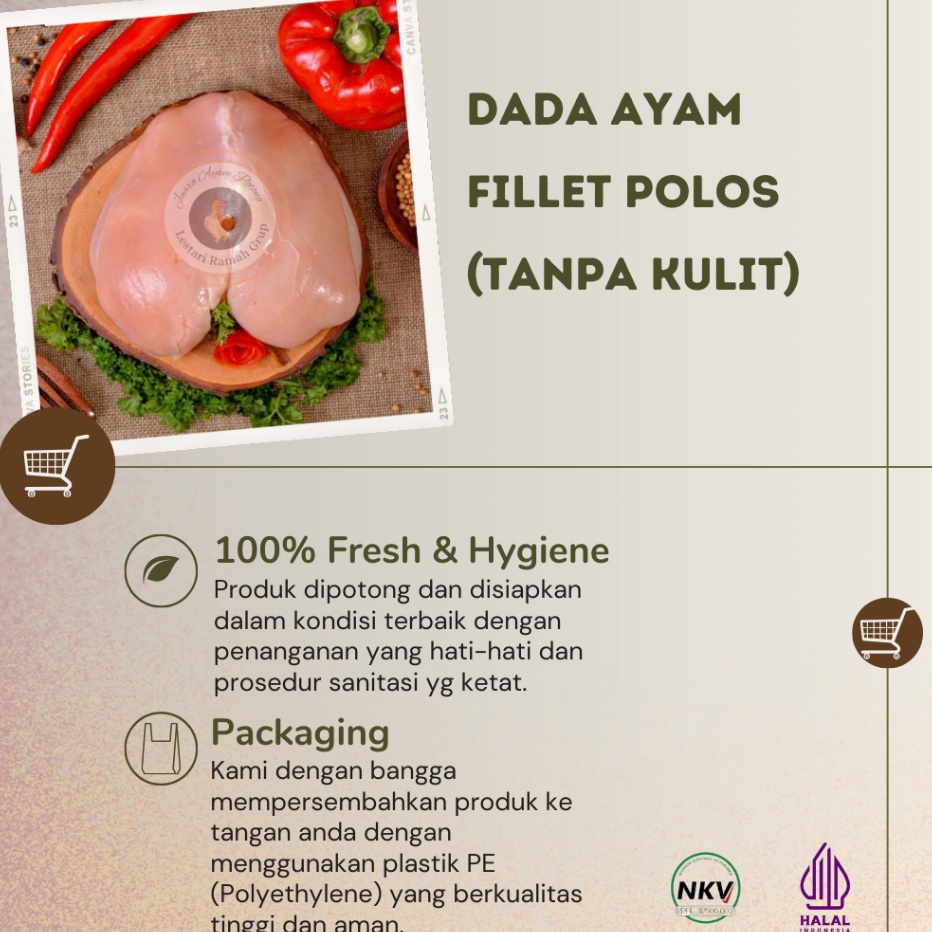 

Terbaru Dada Ayam Fillet tanpa Kulit Fresh 1Kg