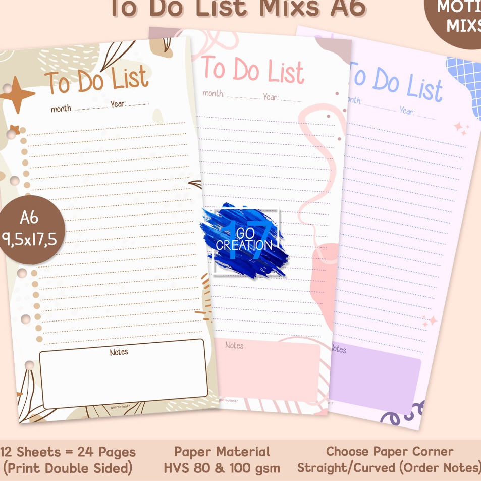 

Kualitas Terbaik Buku Planner Refill Kertas Binder To Do List Motif Premium 6 ring a6