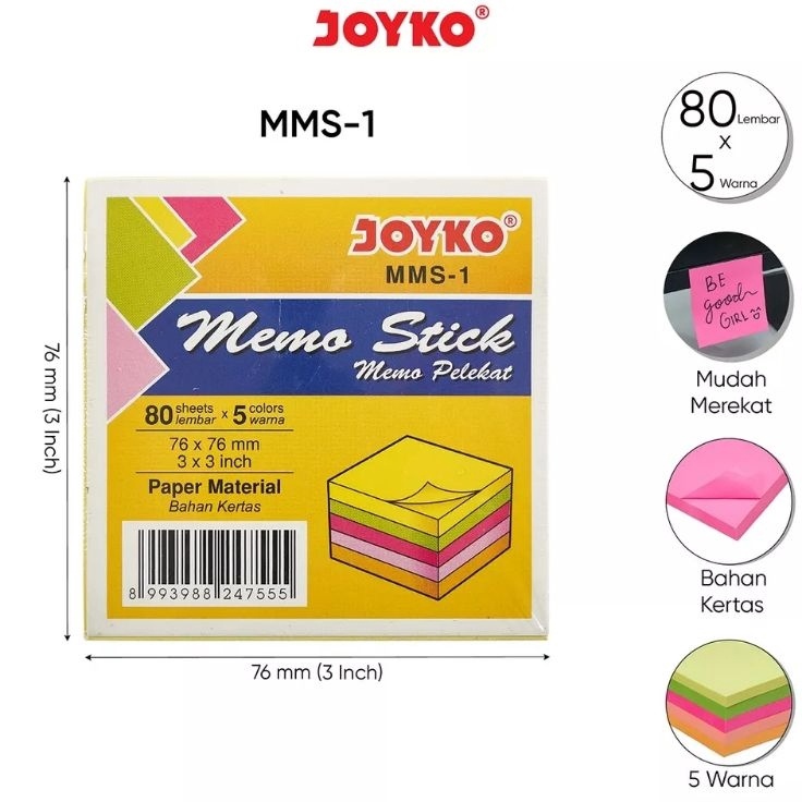 

Ready Terkeren MEMO STICK STICK NOTE JOYKO MMS1 1PAD 5 WARNA