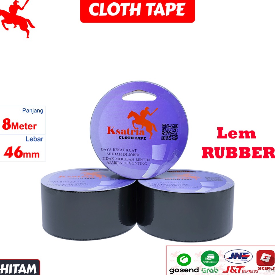 

Stock Baru Lakban Kain Solasi Kain Ksatria Tape Cloth Tape 46mm X 8 meter Lakban Kuat Lem RUBBER