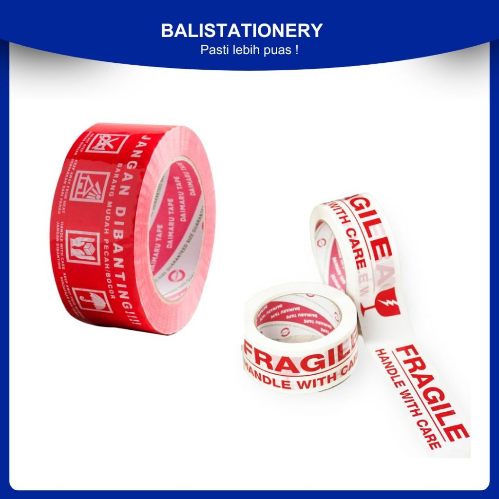 

Lakban 2 inch Daimaru OPP Printed Tape Fragile Jangan Dibanting 48 mm x 100 meter