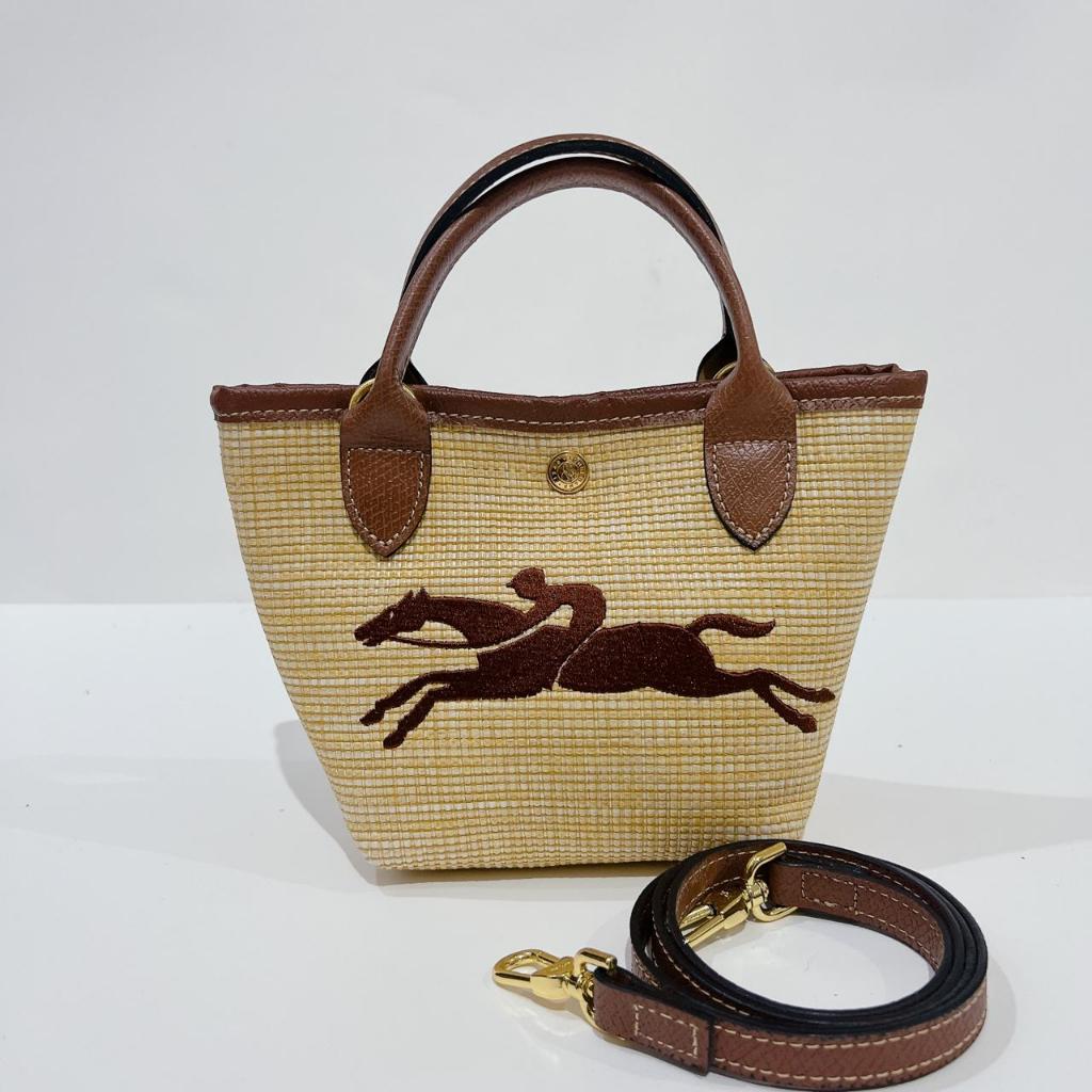 LC PLIAGE RAFFIA TOTE BAG , TAS SELEMPANG KUDA MINI