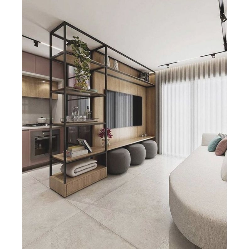 partisi sekat ruangan dua sisi minimalis industrial besi q-010001