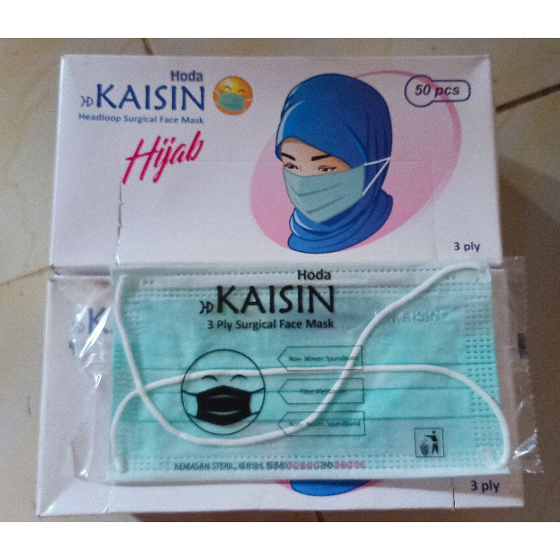 Masker Kaisin Masker Steril Hijab Headliop Surgical Face Mask isi 50 pcs