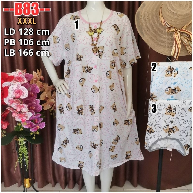 Daster Kaos Jumbo XXXL BKH / Baju Menyusui Busui 5 Kancing Depan 3XL B83