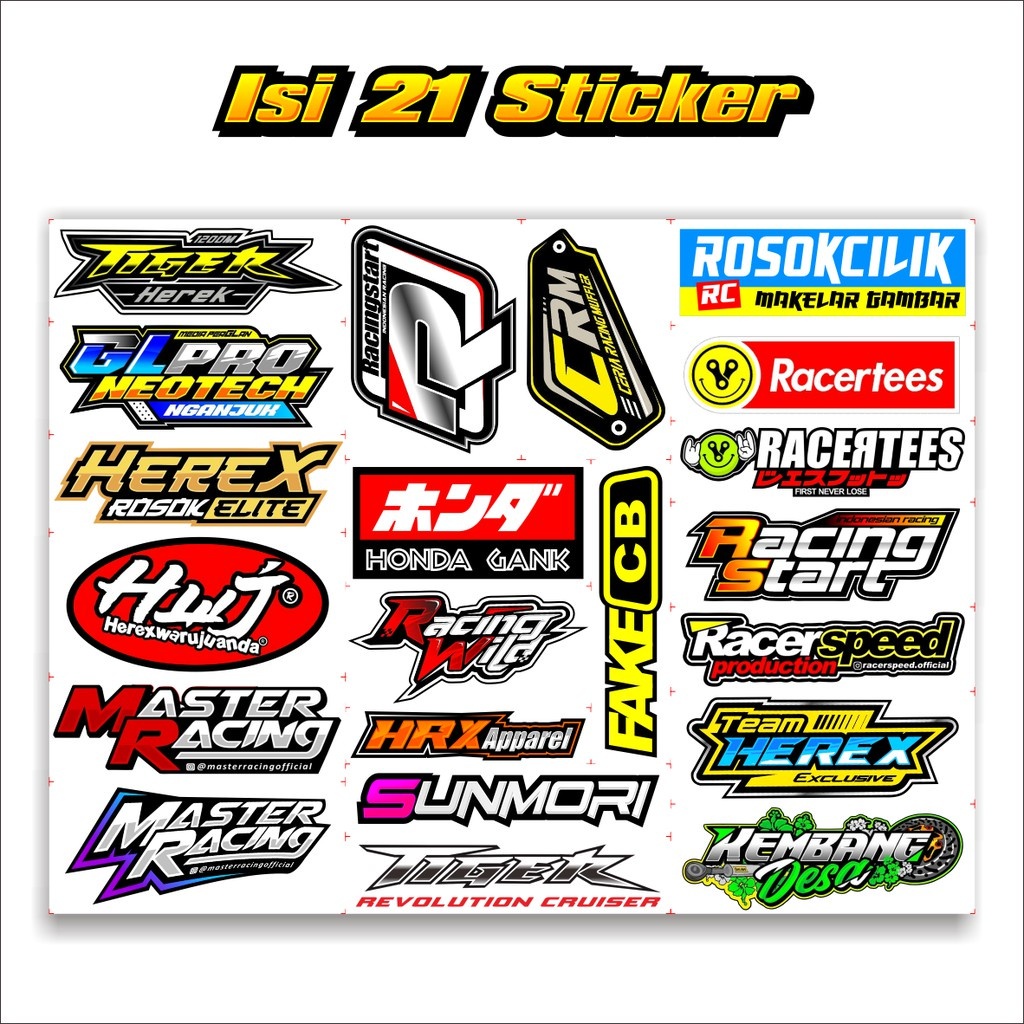 Sticker Pack Honda Gank, Rosok CIlik, Master Racing, Racertees, Racinghell Perpack ( tidak dijual ec