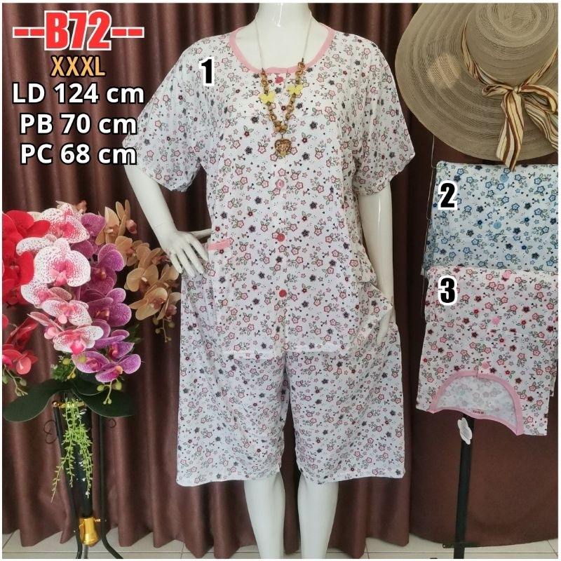 B71 - Baju Tidur Jumbo Babydoll size XXXL BKH setelan kaos 3/4 Baju Tidur Kancing Depan Busui Piyama
