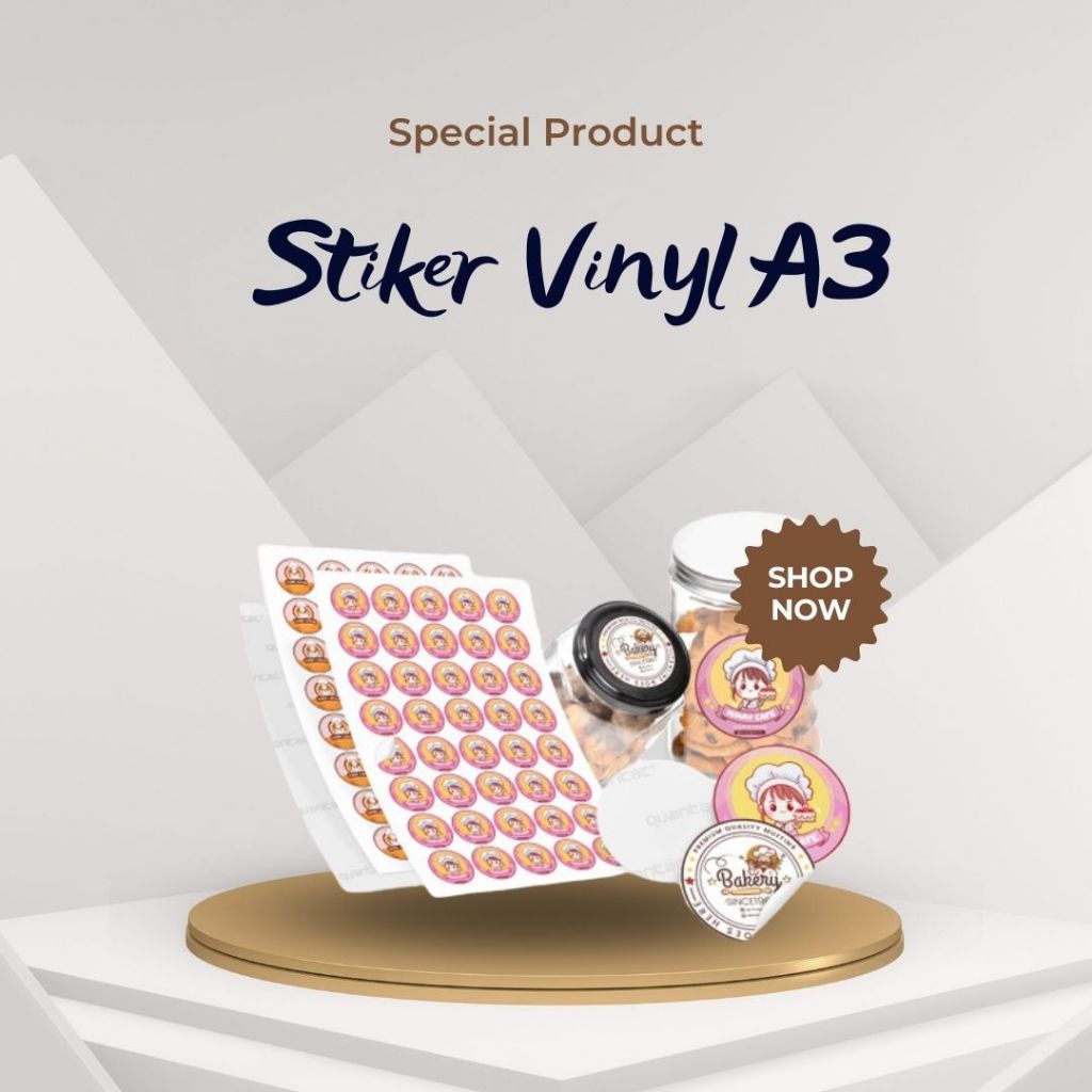 

Stiker A3+ Vynil plastik (47,5cm x 31,5cm=cetak)