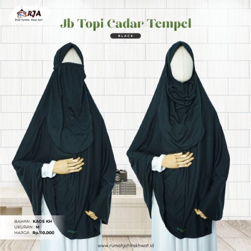 Jilbab Topi Cadar Tempel (Bahan Kaos)