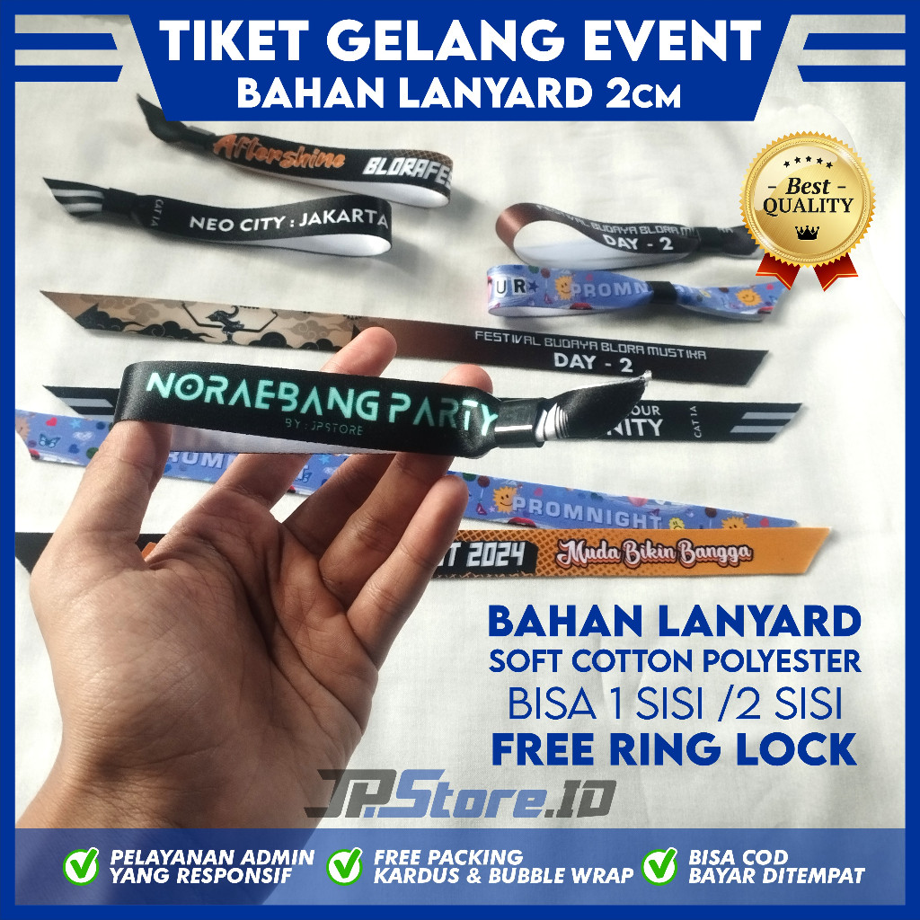 Gelang Tiket Lanyard Gelang konser / Kpop / Wristband / Gelang Event Lanyard Bahan Halus & Lembut