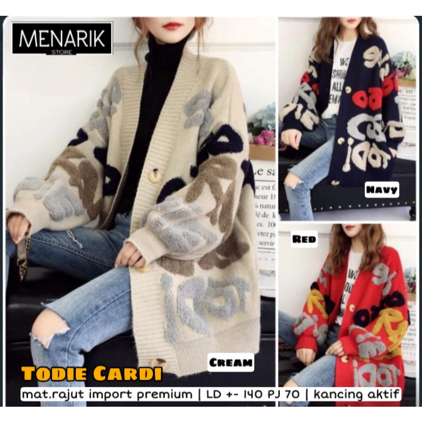TODIE JUMBO CARDIGAN WANITA OUTER RAJUT TEBAL LD 140 PJ 70