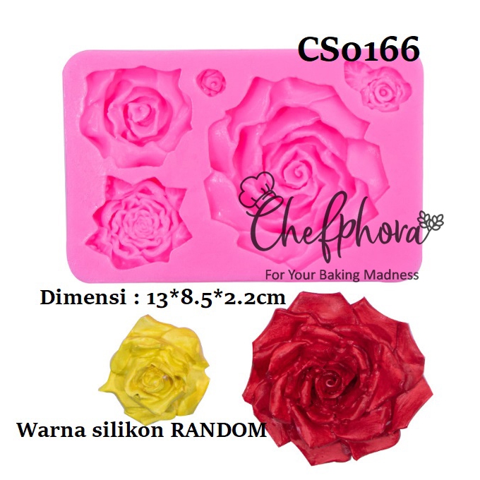 Cetakan Silikon 3D Bunga Mawar Rose Flower Fondant Coklat Jelly Sabun Clay