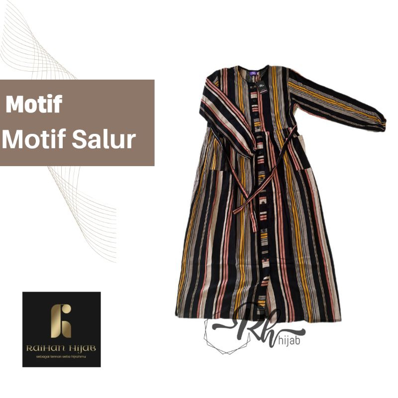 Kanza Midi Dress Katun Rayon Motif Premium