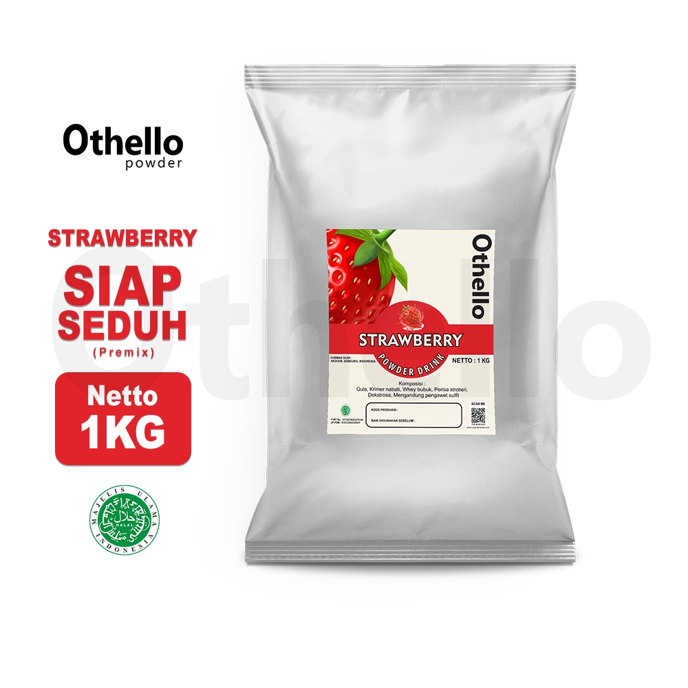 

Othello Powder Drink Bubuk Minuman Rasa Strawberry 1kg Serbuk Manis Premium Enak Kekinian