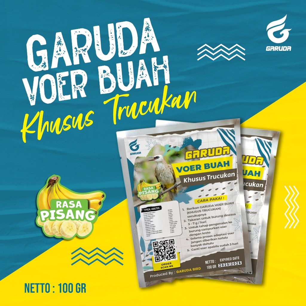 VOER KHUSUS BURUNG PEMAKAN BUAH | TRUCUKAN | VOER HARIAN | VOER NUTRISI KOMPLIT  | GARUDA VOER KHUSU