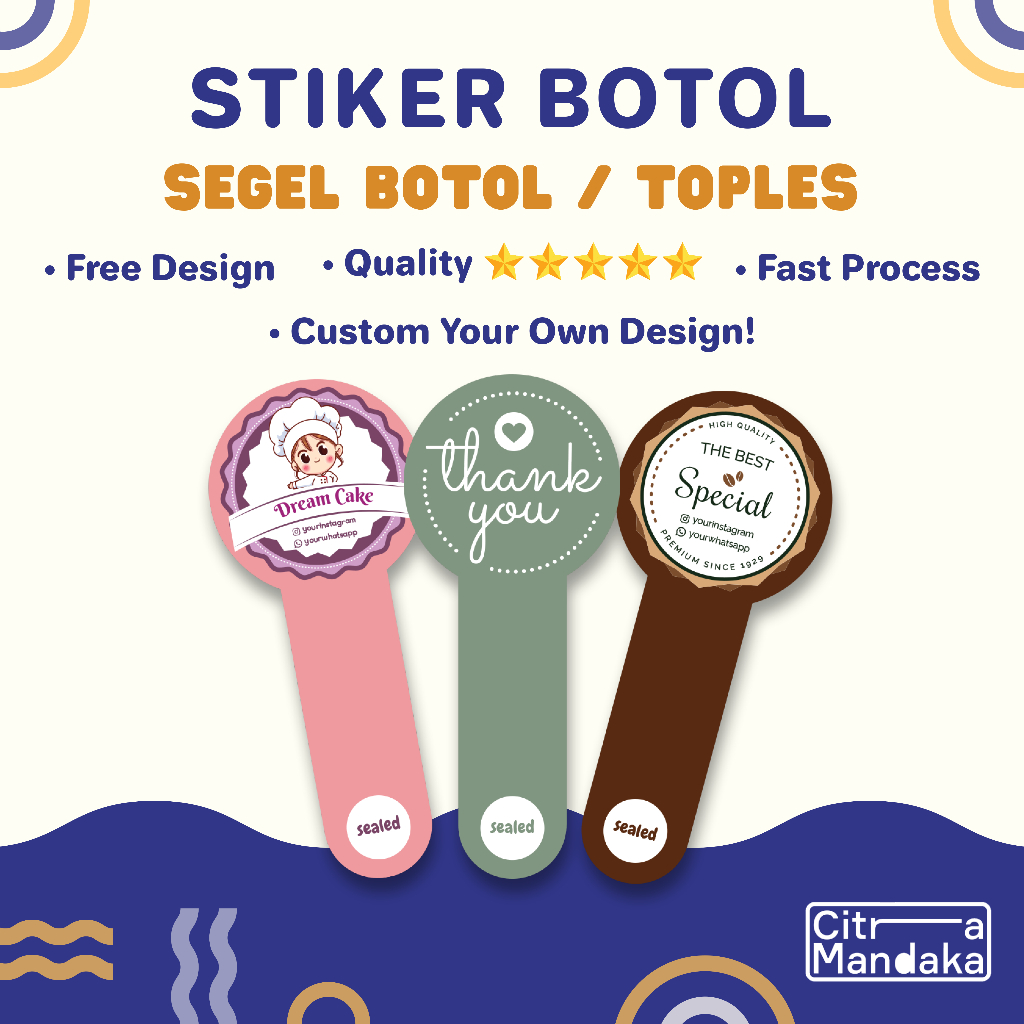 

Cetak Stiker Segel Botol Custom | Sticker Segel Toples Kue Kering Kemasan Makanan