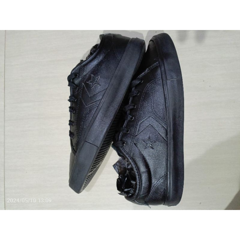 Converse Low Star Player Leather Kulit Full Black Size 43
