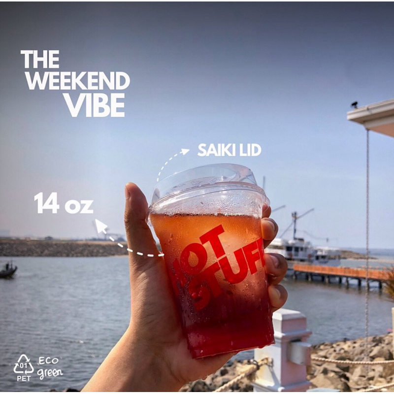 PET 12/14oz Flat (Cup Plastik / Gelas Plastik) Bahan Tebal