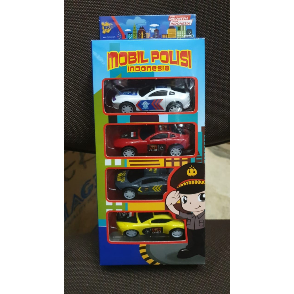 Mainan Diecast Mobil Polisi Indonesia Isi 4 Pcs  -- RKC02008-1
