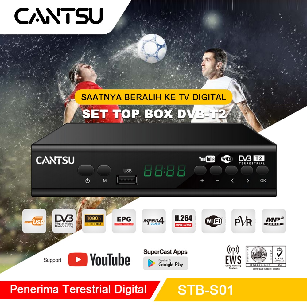 【READY STOCK】CANTSU Set Top Box TV Digital Android TV BOX STB-S01 Receiver Penerima Siaran Full HD/ 