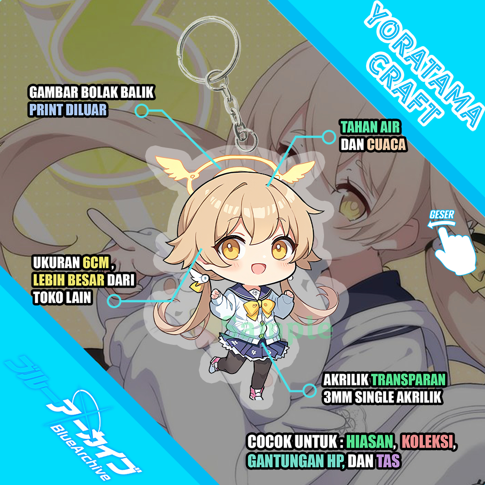 Gantungan Kunci Hifumi Blue Archive, Keychain Anime Lucu