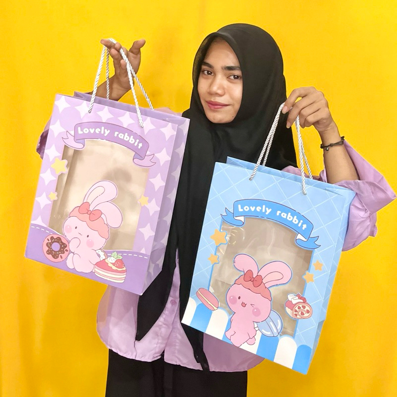 

Paper Bag premium transparan kelinci rabbit 33 cm x 25 cm x 12 cm Bingkisan Kado ukuran besar jumbo ecobonekaindo