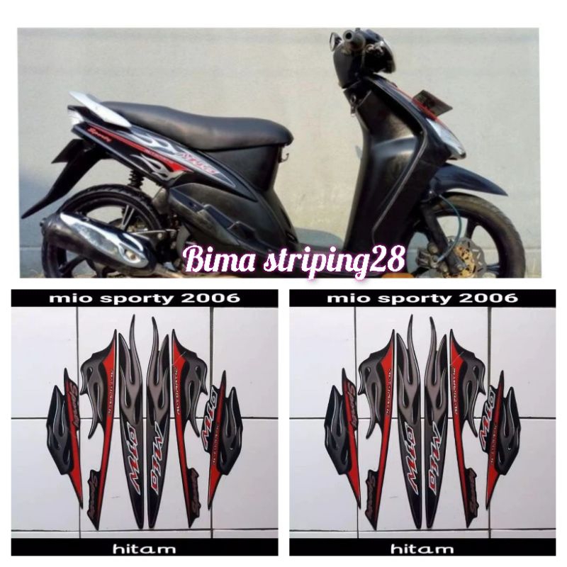 Stiker striping list body full set motor yamaha mio sporty 2006 full hitam