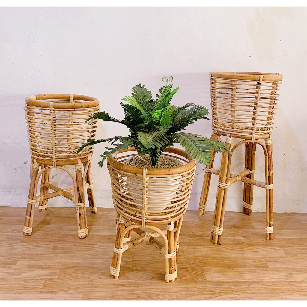 Standing Rotan Cover Pot Tanaman Rotan Keranjang Rotan Anyam Natural