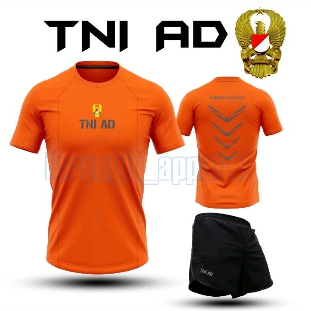 KAOS STELAN OLAHRAGA TNI AD BAHAN DRI-FIT PREMIUM / STELAN OLAHRAGA TNI / BAJU STELAN EROBIK TNI AD 