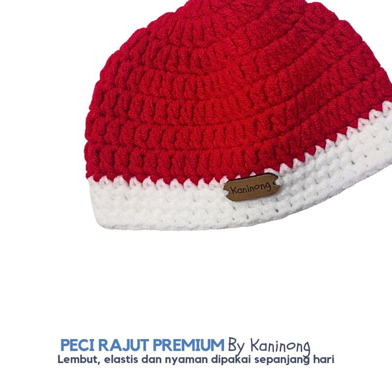 [ KANINONG ] Peci Rajut Merah Putih Premium | Kopyah Merah Putih | Kopiah Merah Putih |  Kopeah Mera