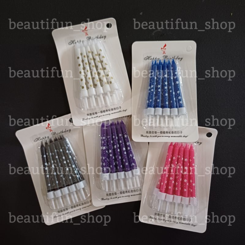 Lilin ulang tahun aesthetic dekorasi kue ultah bento cake korea Lilin pendek motif bintang lilin hea