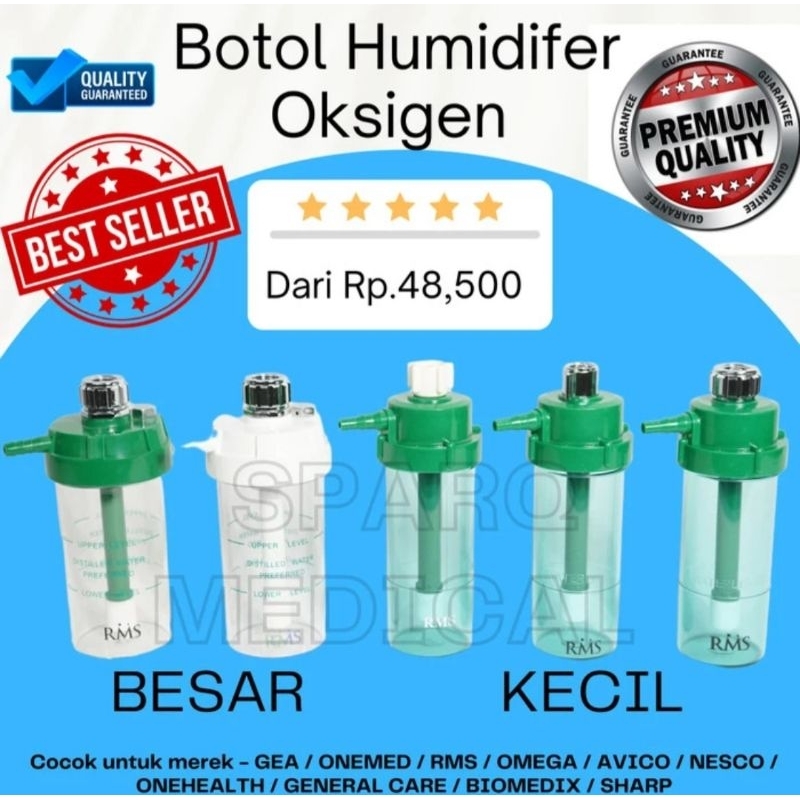 Humidifier Regulator Oksigen Botol Humidifier untuk Regulator Oksigen Flowmeter O2 Oksigen / Flowmet