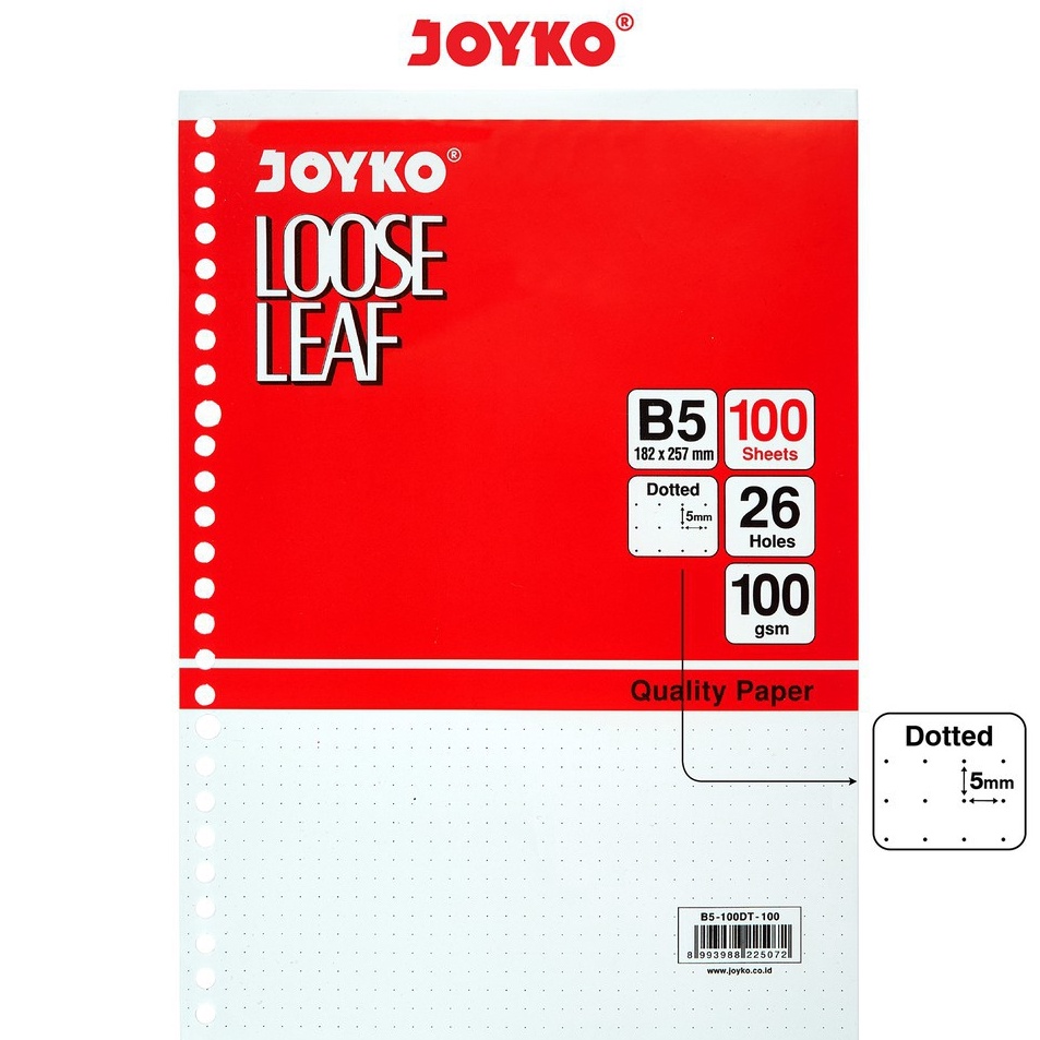 

Stock Update Loose Leaf B5 26 Lubang Joyko Dot Grid Plain 1 Lembar