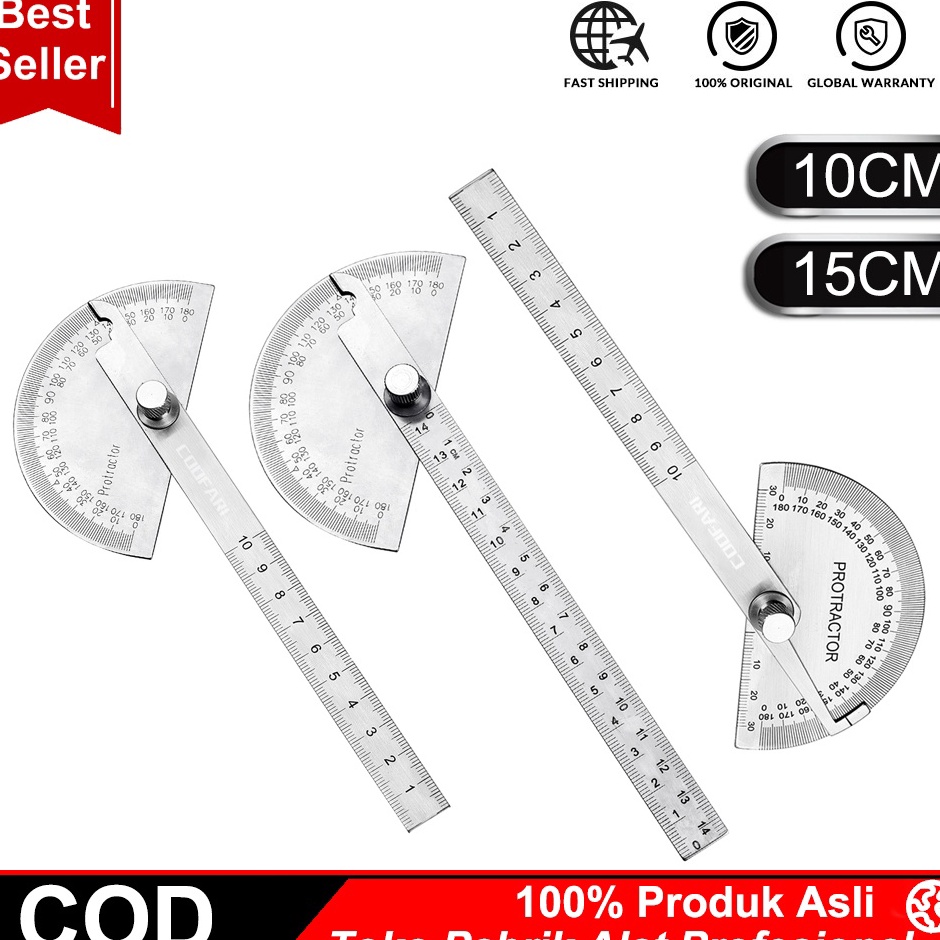 

Pusat Jual Dikirim dlm 24jamCOOFARI busur 18 derajat penggaris combi stainless protactor alat ukur sudut