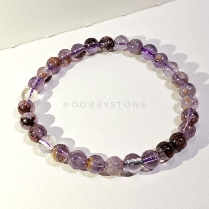 Natural Crystal Phantom Amethyst - Kristal Alami Hantu Ametis - Hantu Kecubung - Gelang Ungu - Gelan