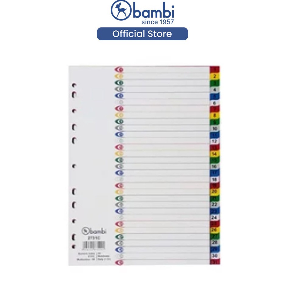 

Promo Spesial Isi Binder A4 Divider indexes Numeric Index 131 Daily with Multiholes Colour Rigid PVC kode 2731C