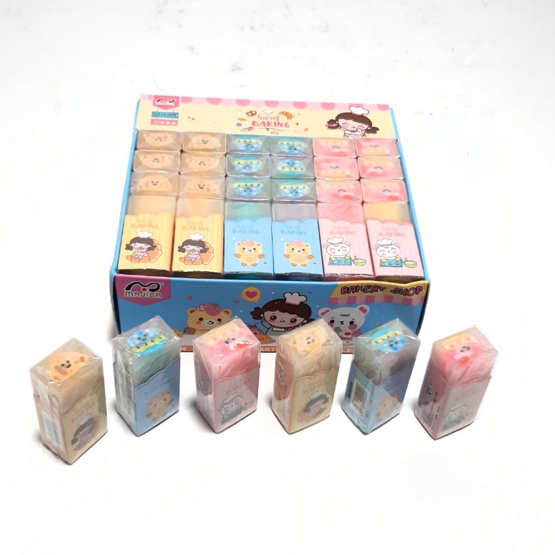 

KODE V6X8 Harga Grosir 1Kotak36pcsPenghapusEraser Pensil Gambar SWEET BAKING Dan BUNGA Ukuran 5X2X1CM