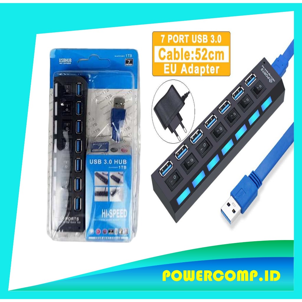 USB 3.0 Hub USB HUB Splitter USB 3.0 Hub 7 Port Hub Splitter with Power Adapter Hub Computer Accesso