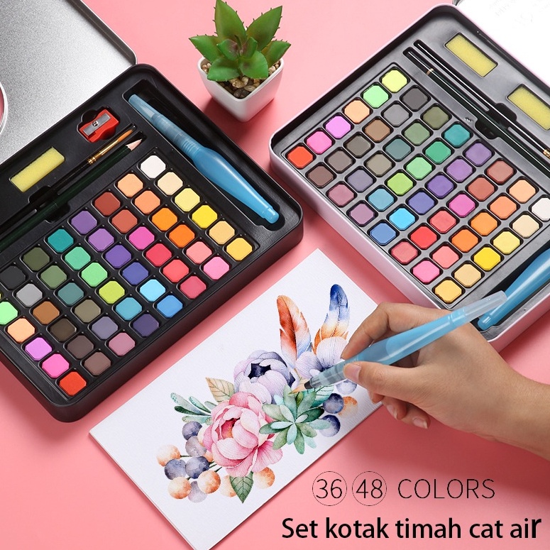 

KODE D3W Anakanak Kombinasi Kuas Set Bisa Dicuci Seni Lukisan Alat Pemula 3648 Warna Bedak Padat Kue Cat Air Cat Set Hadiah Alat Tulis