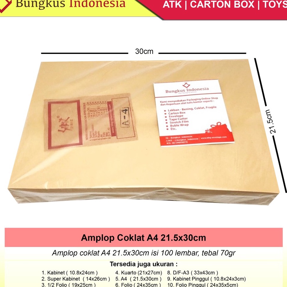 

Harga Ekonomis Amplop Coklat A4