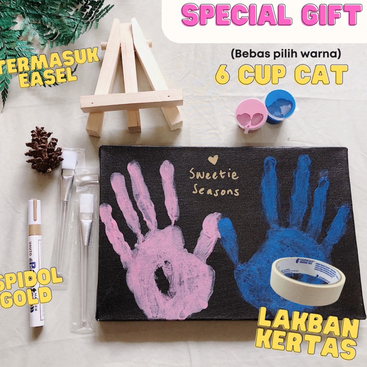 

Murah Keren TERMASUK EASEL DIY Handprint Painting Kit Canvas Hitam by Sweetie Seasons Canvas Lukis Set Easel Lukisan