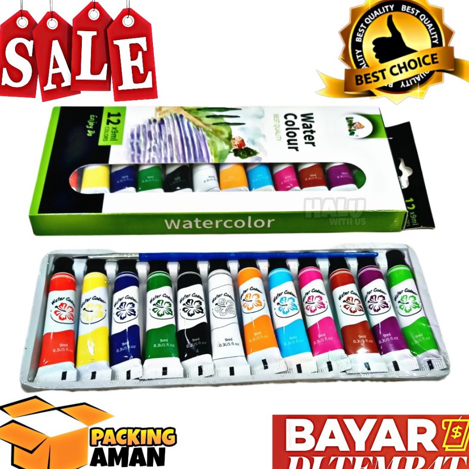 

Murah Terbatas BISA COD FREE KUAS PROMO 1 Set Isi 12 Warna Cat Air Little Les Water Colour Murah