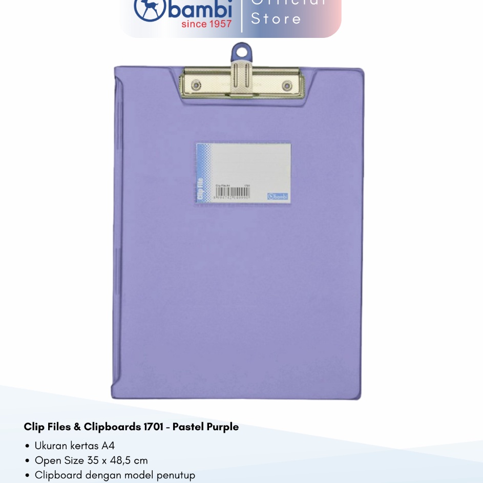 

Promo Populer Bambi Papan Jalan A4 Papan Ujian Include Clip File Holder Clipboard kode 171