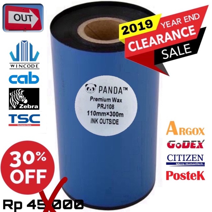 

KODE L8P2 RIBBON PREMIUM WAX 11X3 OUT BARCODE RIBBON PRINTER LABEL ZEBRA TSC WINCODE HONEYWELL