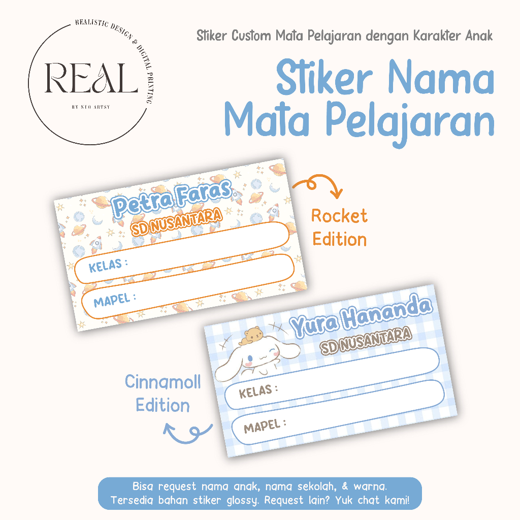 

Stiker Nama Custom Pelajaran / Stiker Nama Sekolah / Stiker Nama Buku / Sticker Name