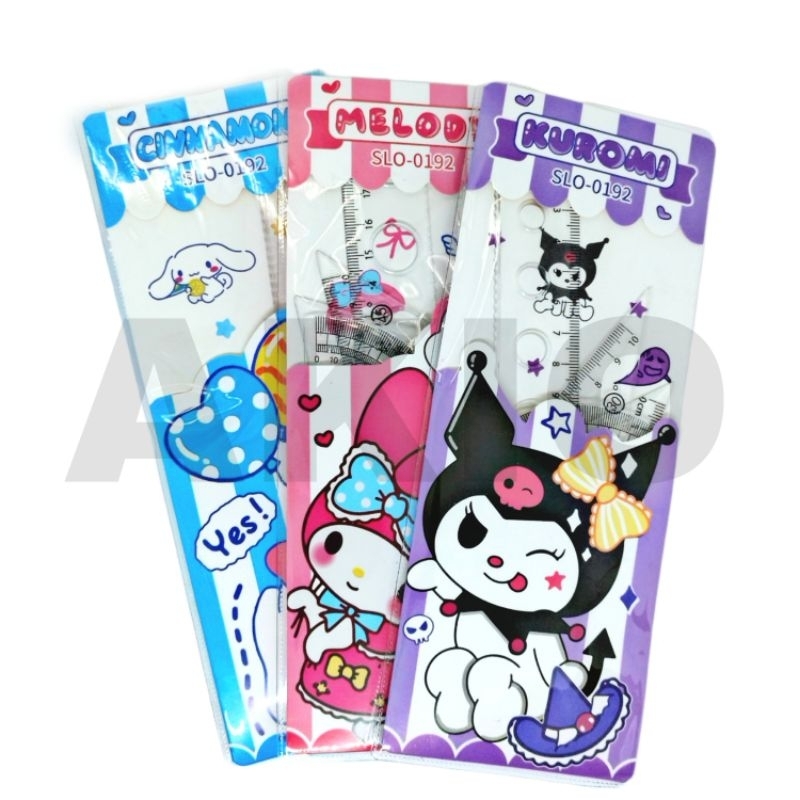 

Penggaris Set Lengkap 4 Pcs Karakter KUROMI MY MELODY CINNAMOROLL SLO-0192 Segitiga Busur Garisan Pola